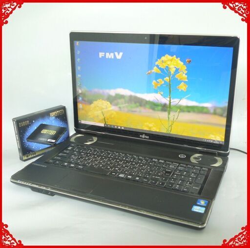 【送料無料】新品SSD256GB 中古ノートパソコン テレビ機能 17.3型 FMV NH77/DD Core i7 8GB ブルーレイ 無線 カメラ Windows10 Office ブラック