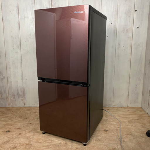 4/2 終 Hisense 冷凍冷蔵庫 HR-G13A BR 2018年製 ガラストップ 2ドア 134L ブラウン 冷蔵庫 ハイセンス 菊NS