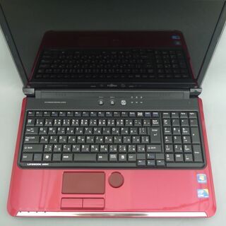 送料無料】希少レッド限定商品 ノートPC 中古 15.6型 富士通 AH53/C