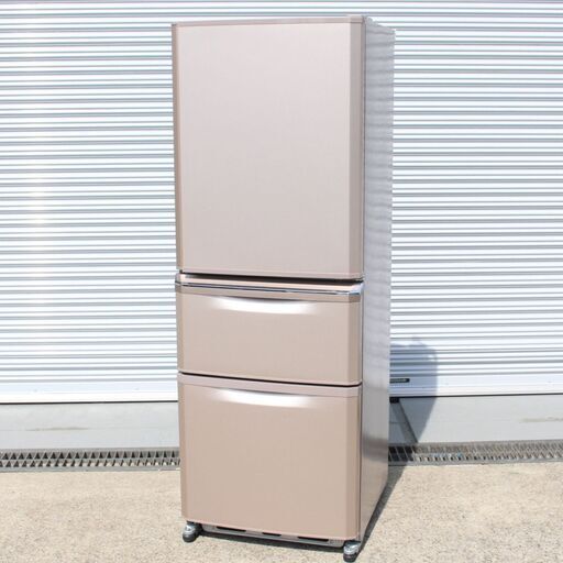 T696) 三菱 ノンフロン冷凍冷蔵庫 3ドア MR-C34Z-P 335L 右開き コンパクト薄型タイプ 2016年製 冷蔵庫 MITSUBISHI