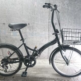 折りたたみ自転車中古 EVERBLUE 外装6段変速 カゴ付き タイヤ20インチ カラーブラック