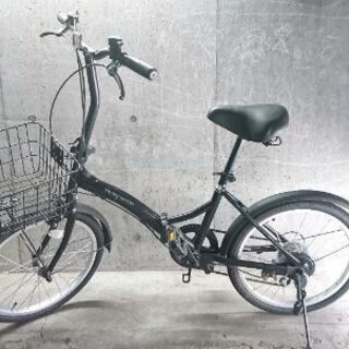 折りたたみ自転車中古 EVERBLUE 外装6段変速 カゴ付き タイヤ20インチ カラーブラック