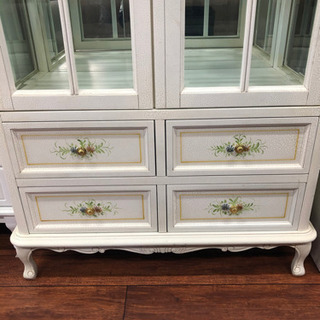 飾り棚 ショーケース アンティーク調 ガラス 鏡 