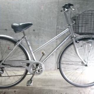 自転車中古 AFFICHE 外装6段変速 オートライト カゴ付き 鍵新品 タイヤ27インチ カラーシルバー