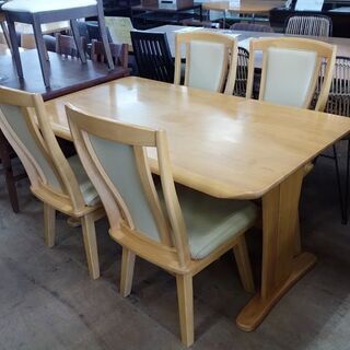 【愛品倶楽部柏店】　サンコウ　マルセイユ　ダイニング５点セット　回転チェア　ナチュラルカラ―　【店舗同時販売中】