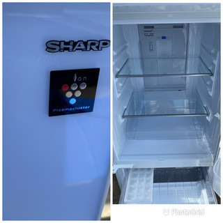 SHARP シャープ ガラストップ プラズマクラスター 冷蔵庫 SJ-GD14C-W