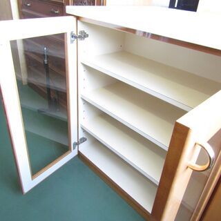 N2410 キッチンカウンター 両側 収納棚 天板 大理石 レンジ台 家具 食器棚 横幅181ｃｍ 高さ103ｃｍ 大型 キッチン収納 中古 引取限定