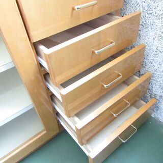 N2410 キッチンカウンター 両側 収納棚 天板 大理石 レンジ台 家具 食器棚 横幅181ｃｍ 高さ103ｃｍ 大型 キッチン収納 中古 引取限定