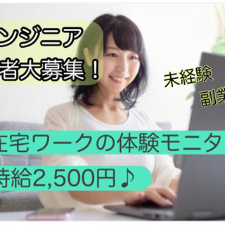 【ITエンジニア経験者必見】在宅ワークで体験モニター時給2,500円♪