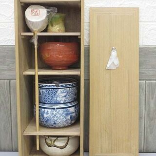 ss1975 中古 茶道具 5点セット 短冊箱 木箱 和風 茶棚 和食器茶碗 水