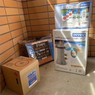スポーツ INTEX 長方形4.5mプールセット一式5点セット