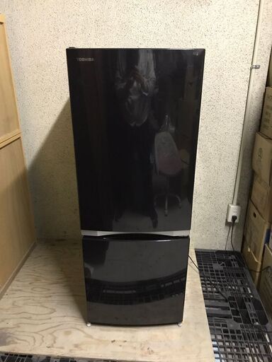 TOSHIBA 東芝 2ドア 冷凍冷凍庫 153L（冷蔵110L、冷凍43L） GR-M15BS(K) ブラック 2018年製