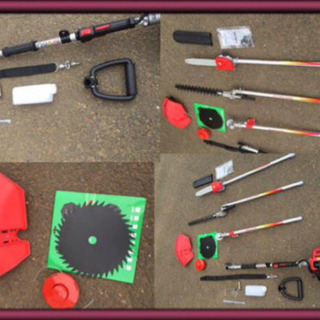 草刈機　バリカン芝刈り機　チェーンソー　交換自在3点セット