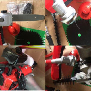 草刈機　バリカン芝刈り機　チェーンソー　交換自在3点セット