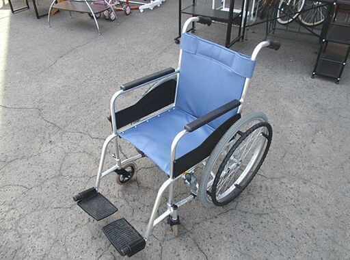 マツナガ 介助用 車いす 折りたたみ 車椅子 車イス ブレーキ付き 介護用品 ブルー系 札幌市 中央区
