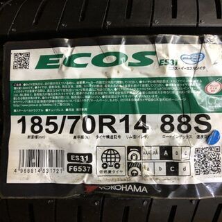 新品 YOKOHAMA ECOS ES31 185/70R14 14インチ 夏タイヤ 4本 カローラ