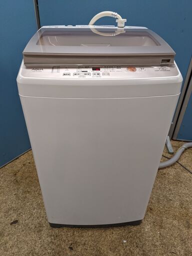 [高年式]AQUA アクア 全自動電気洗濯機 2019年製 7kg ガラストップ AQW-GV70G