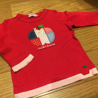 【ネット決済】ミキハウス　赤　リンゴ　長袖T サイズ80 美品