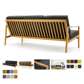 天然木　特注国内ハンドメイド生産　ファブリック　ソファ 3脚タイプ