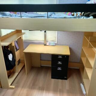 【KOIZUMI】システムベッド★学習机（ライト）★本棚★ハンガーラック付🌸新生活🌸