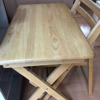 【ネット決済】【美品】木製折りたたみ式机椅子セット