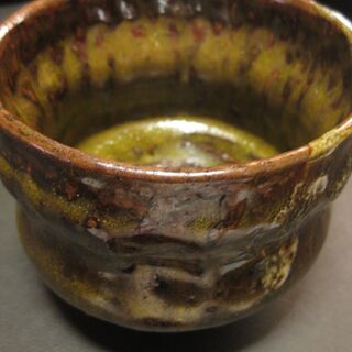 ひろ釜　藤井敬之・作　沓形織部茶碗