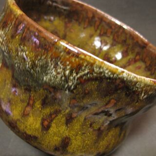 ひろ釜　藤井敬之・作　沓形織部茶碗