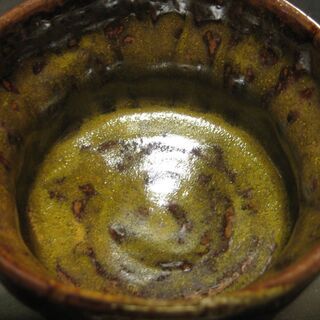 ひろ釜　藤井敬之・作　沓形織部茶碗