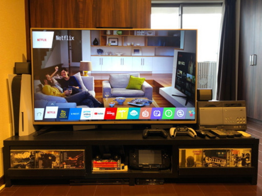 【取引中】値下げ！LG 49インチ4Kテレビとテレビボード黒のセット■ワンオーナー美品■150cm マジックリモコン