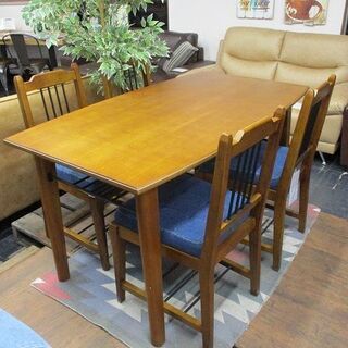 １周年感謝セール！新品アウトレット！ヴィンテージ調デニムチェアダイニング５点セット・インダストリアル