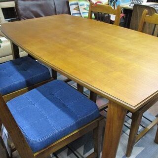 １周年感謝セール！新品アウトレット！ヴィンテージ調デニムチェアダイニング５点セット・インダストリアル