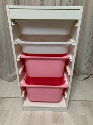 Ikeaトロファストホワイトボックス 2 ピンクボックス 2 収納棚 ようこりんこ 箕面の収納家具 収納ケース の中古あげます 譲ります ジモティーで不用品の処分