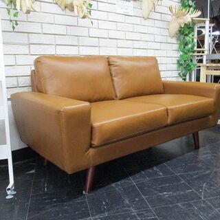 新品！アウトレット！カッコイイ！ヴィンテージ調キャメルソファ２Pバイキャスト
