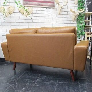 新品！アウトレット！カッコイイ！ヴィンテージ調キャメルソファ２Pバイキャスト