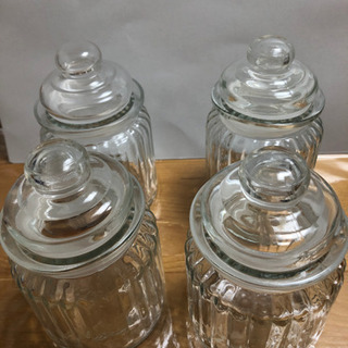 46)蓋付　小瓶　4個セット　クリアガラス