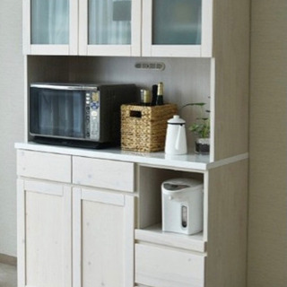 【ネット決済】食器棚 キッチンボード 幅120 完成品 ホワイト...