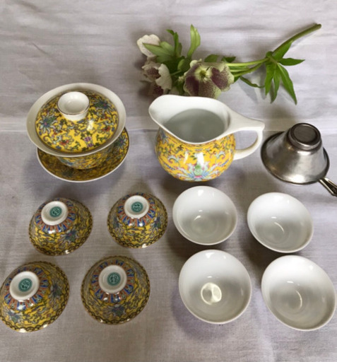 【ほぼ新品！】中国陶器　中国茶器セット　茶器