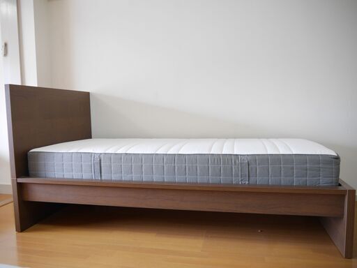 シングルベッド＋マットレスセット IKEA イケア MALM マルム マットレス HVGホーヴォーグ ベッドフレーム マットレス 中古品　受け渡し