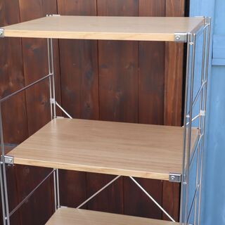 無印良品(MUJI)の人気のオーク材×ステンレス 4段ユニットシェルフです
