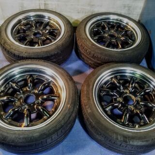 夏14インチ【本物 ワタナベ】RS-8 深リム PCD100 軽自動車 ミラ ジーノ 