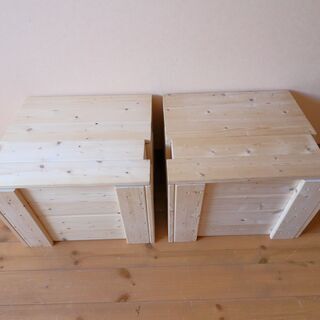 再値下げ　木製スツール　木箱　ハンドメイド　手作り　２個
