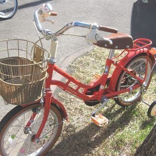 〇 札幌 16インチ 補助輪 自転車 ブリヂストン ハッチ 赤 レッド
