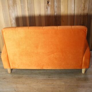 店R624)【美品】2Pソファ オレンジ コーデュロイ 2人掛け クッション 