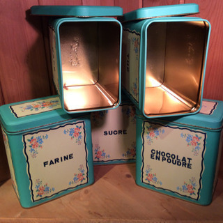中古品 フレンチローズ・キャニスター ティン製 5個セット