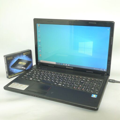 送料無料 新品SSD256GB 1台限定 中古良品 ノートパソコン 15.6型 Lenovo G575 AMD E-350 4GB DVDマルチ 無線 カメラ Windows10 LibreOffice