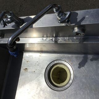 ステンレス流し台 業務用 厨房 蛇口2個付き 1槽シンク 洗いやすい ステンレス流し台 業務用 厨房 蛇口2個付き 1槽シンク 洗いやすい