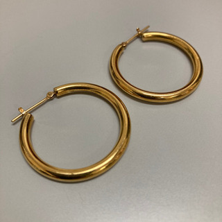 K18YG 18金　フープ　ピアス　イエローゴールド