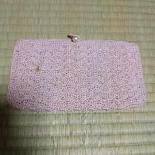 【ネット決済・配送可】手編み　小物入れ　桜色