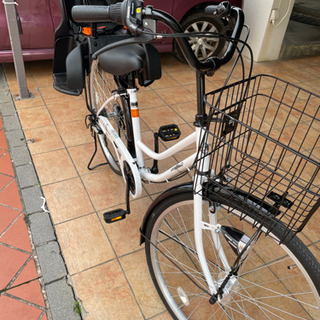 新品同様】自転車/キッズシート付/6段階ギア付/子供乗せママチャリ 