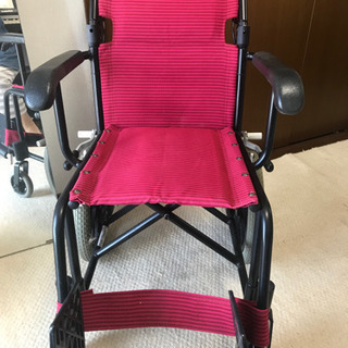 【ネット決済】介助式 レディース コンパクト レッド 軽量 車椅子 